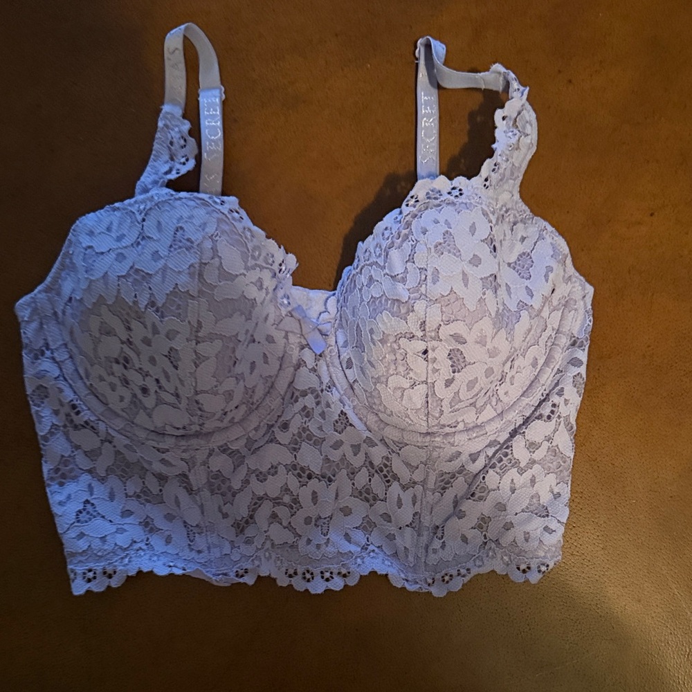 Victoria's Secret Lavender Lace Longline Bralette with Scalloped Hem